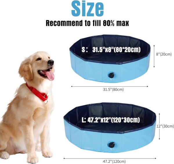 Ringling Dog Pool, Foldable Dog Swimming Pool Collapsible Dog Bathtub Portable Pet Bathing Tub for Pets Dogs Cats 31.5”x8”(S) - Image 3