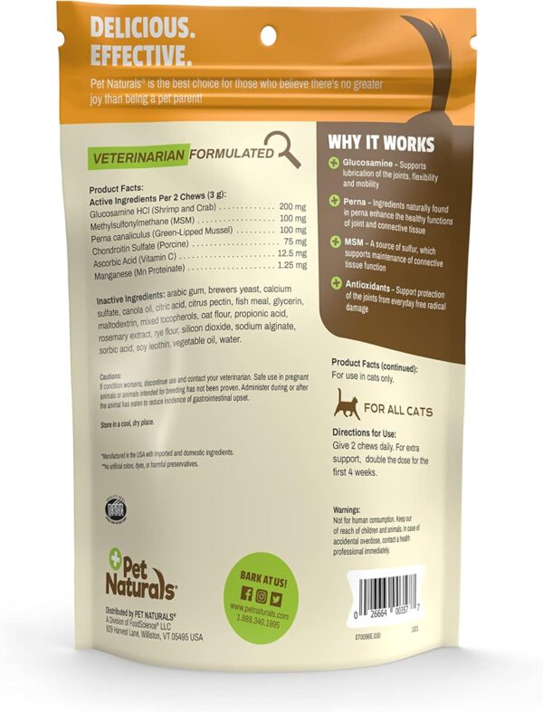 Pet Naturals Hip and Joint Support Supplement for Cats, 30 Chews - Glucosamine, Chondroitin and MSM for Cats - Image 2