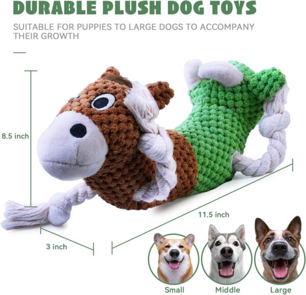 Dog Toy for Aggressive Chewers, Squeaky Dog Toys for Large Dog, Tug of War Dog Toy to Keep Them Busy, Plush Stuffed Animals Dog Chew Toy for Large Breeds, Puppy Chew Toys for Teething (Bull and Hrose) - Image 5