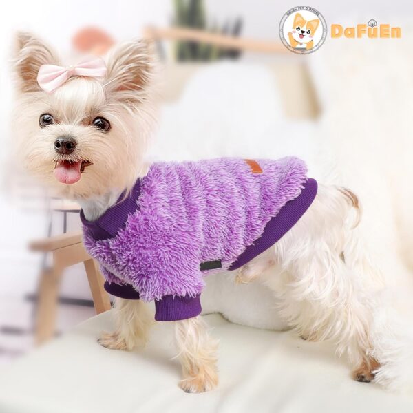 Dog Sweaters for Small Dogs Girl Boy Winter Puppy Sweater Clothes Fleece Warm Pet Outfit for Chihuahua Yorkie Teacup Cute Plain Cold Weather Dog Coat Cat Apparel Clothing (XX-Small, F-Purple) - Image 6