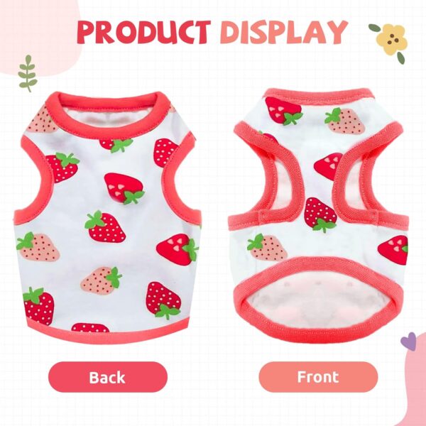 Small Dog Shirt Cute Puppy Cat T Shirt Clothes Soft Cotton Sleeveless Tee Shirts for Small Dogs Cats Summer Doggy Vest Tee Shirt Chihuahua Yorkie Shih Tzu Pet Apparels(Red Strawberry,XS) - Image 5