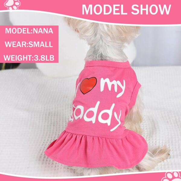 2 Pieces Dog Dresses for Small Dogs Girl Spring Summer Dog Clothes for Chihuahua Yorkie I Love My Mom/Daddy Cute Dog Tutu Skirt Puppy Dresses Pet Cat Apparel (Small) - Image 2