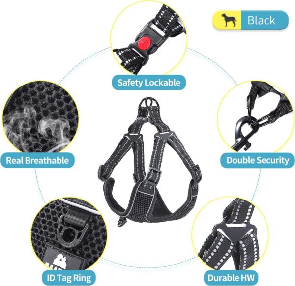 BAAPET Breathable Dog Harness for Small Puppy, Medium Dogs Step-in and Air Mesh with 6 Feet Reflective Rope Dog Leash (M - 6 FT x Chest (18~22''), Black) - Image 2