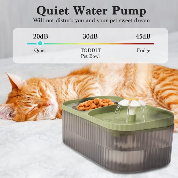 TODDLT Water Fountain for Cats Inside, Cat Feeding & Watering Supplies, Super Quiet Automatic Pet Water Dispenser 100oz/3L with Stainless Steel Cat Bowls and Long Life Span Pump - Image 7