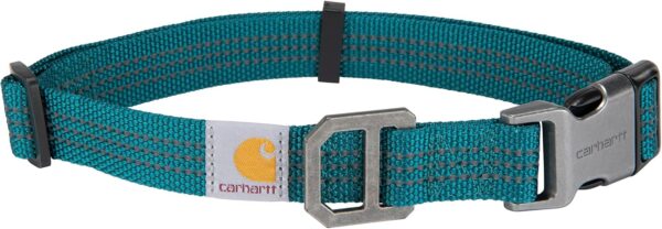 Carhartt Fully Adjustable Nylon Webbing Collars for Dogs, Reflective Stitching for Visibility, Shaded Spruce (Nylon Webbing), Medium