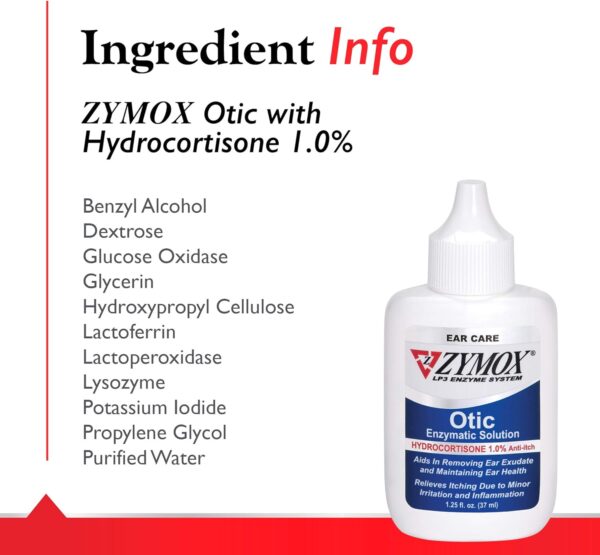 Zymox Otic Enzymatic Solution for Dogs and Cats to Soothe Ear Infections with 1% Hydrocortisone for Itch Relief, 1.25oz - Image 5