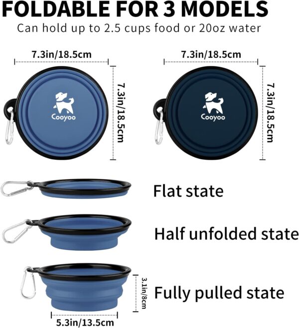 COOYOO Collapsible Dog Bowl,2 Pack Collapsible Dog Water Bowls for Cats Dogs,Portable Pet Feeding Watering Dish for Walking Parking Traveling with 2 Carabiners - Image 3