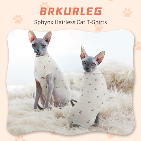 Sphynx Cat Clothes Hairless Cat Cute Breathable Cotton Pet Clothes for Spring Summer Autumn, Round Collar Vest Kitten Shirts Cat Pajamas, Beige S - Image 5