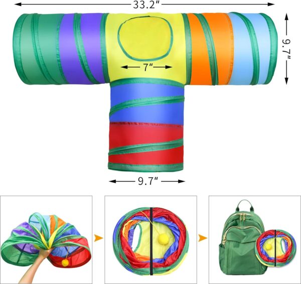 Malier Interactive Cat Tunnel Toys Set With Feather Toy, Crinkle Balls, and 3-Way Tube - Great for Kittens and Cats - Image 6