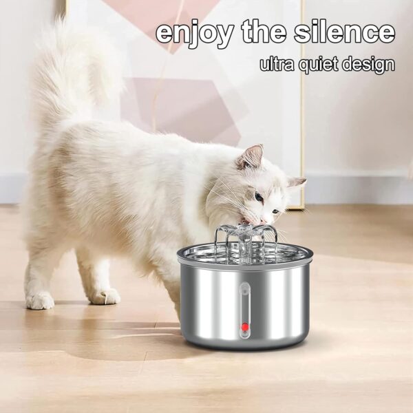 Cat Water Fountain Stainless Steel : 2.5L/85oz Pet Fountain Water Bowl with Strengthen The Filter Element Dog Drinking Dispenser Cat Feeding & Watering Supplies Animal Metal Kitty Spout for Cats - Image 5