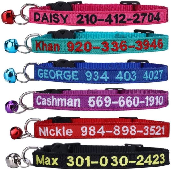 Cat Collar,Personalized Embroidered Nylon Cat ID Collars with Bell - Custom Text with Pet Name and Phone Number …