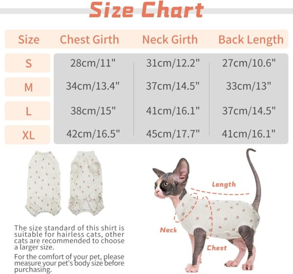 Sphynx Cat Clothes Hairless Cat Cute Breathable Cotton Pet Clothes for Spring Summer Autumn, Round Collar Vest Kitten Shirts Cat Pajamas, Beige S - Image 2