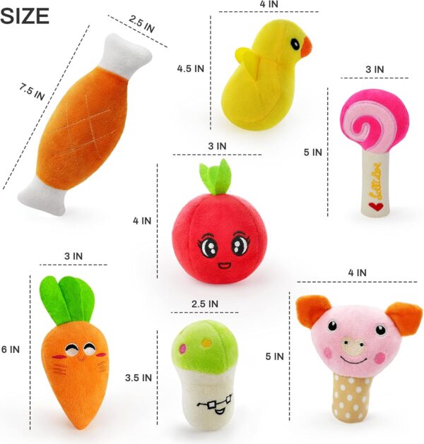 LEGEND SANDY 14 Pack Dog Squeaky Toys Cute Stuffed Plush Fruits Snacks and Vegetables Dog Toys for Puppy Small Medium Dog Pets - Image 6