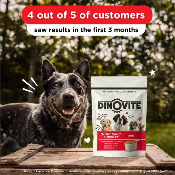 Dinovite Dog Probiotics for Yeast, Itchy Skin and Itchy Ears - Daily Skin & Coat, Digestive, and Immune Support for Small Dogs 1-18lbs – 90-Day Supply, Omega 3 Fatty Acids, Essential Pre & Probiotics - Image 4