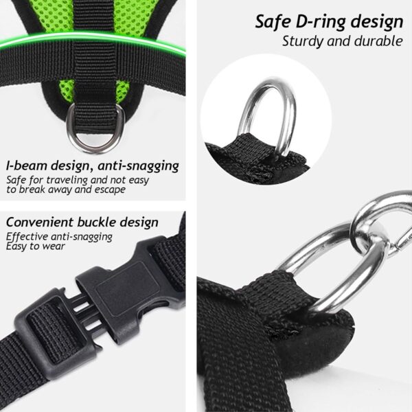 Dog Walking Chest Harness and Leash, Anti-Escape Adjustable Soft Mesh Dog Leash and Harness Set for Small Dog and Puppies, Vest for Medium Sized Dogs (Green, S) - Image 5