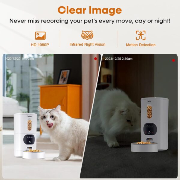 Automatic Cat Feeders Camera 5G: WiFi Easy to Clean Timed Smart Dog Food Dispenser 2-Way Audio Memory Function Pet Feeder HD 1080P Video Record APP Control Dry Food Clear Night Vision Yakry - Image 5