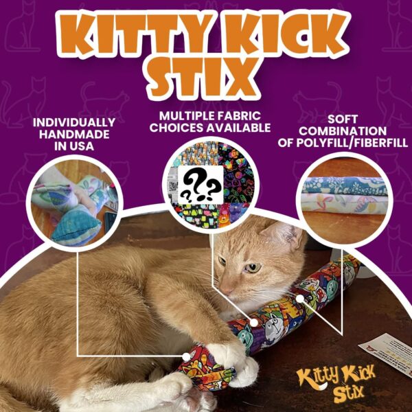 Kitty Kick Stix 11" Original Catnip Kicker Toy (Set of 2), Handmade in USA by Cat Lovers, Interactive Natural Cat & Kitten Toy, Packed with 100% Potent Catnip for All Breeds - Image 3