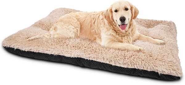 JOEJOY Large Dog Bed Crate Pad, Ultra Soft Calming Dog Crate Bed Washable Anti-Slip Kennel Crate Mat for Extra Large Medium Small Dogs, Dog Mats for Sleeping and Anti Anxiety，40" x 27", Beige