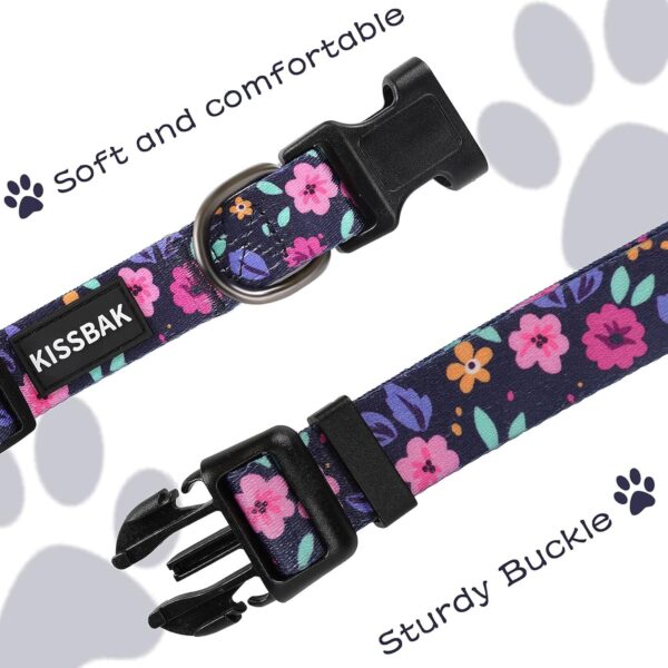 KISSBAK Dog Collar for Large Dogs - Special Design Cute Girl Dog Pet Collar Soft Adjustable Fancy Floral Girl Puppy Dog Collars (L, Floral) - Image 3