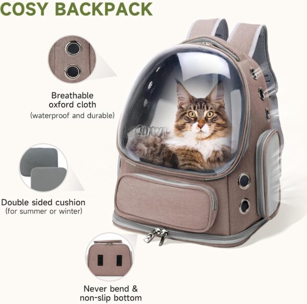 Cat Backpack Carrier, Breathable Cat Carrier Large Space Bubble Pet Backpack for Kitty Small Dog up to 15lbs, Transparent & Foldable Pet Carrier for Travel Hiking - Image 4