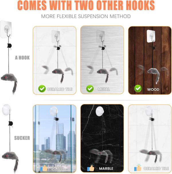 FYNIGO 2 Pcs Self Play Hanging Door Cat Mouse Toys for Bored Indoor Adult Cats Kitten,Interactive Cat Mice Toys for Hunting Exercising Eliminating Boredom, for All Breeds - Image 5