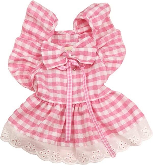 QWINEE Cute Dog Dress Ruffle Trim Cat Lace Princess Dresses with Bow Decor Puppy Tutu Skirt Holiday Party Costume Outfit for Small and Medium Cats Dogs Kitten Pink A X-Small