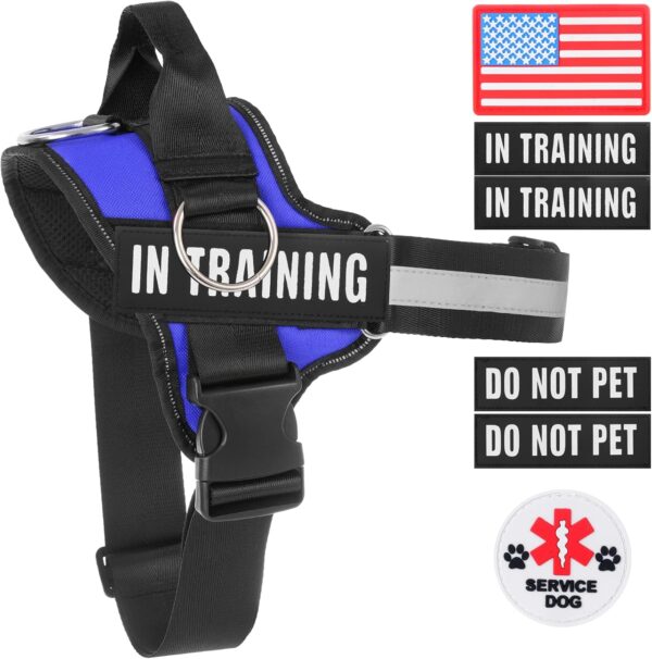 Essential Dog Harness, No Pull Pet Harness with 3 Side Rings for Leash Placement, No Choke, Reflective, Adjustable Pet Vest, Easy On-Off & Improved Control Handle, Training, Walking, Running Blue - Image 9