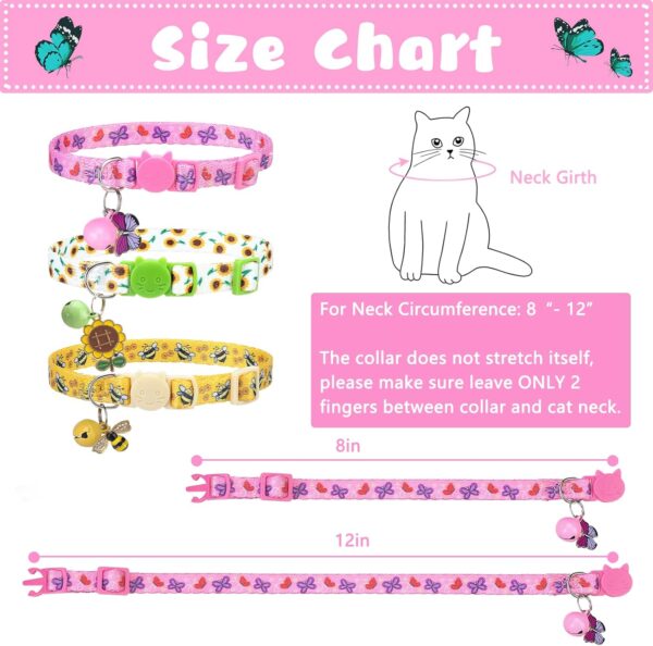 Breakaway Cat Collars with Bell & Cute Pendants - 3 Pack Adjustable Safety Kitten Collars - Summer Decoration for Girl Boy Cats Puppy and Small Pets - Image 5