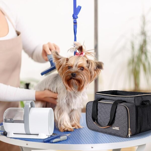 Dog Grooming Vacuum Bag, Pet Grooming Kit Bag Perfect for Dog Hair Vacuum & Grooming Tool Kit Accessories- Grey - Image 7