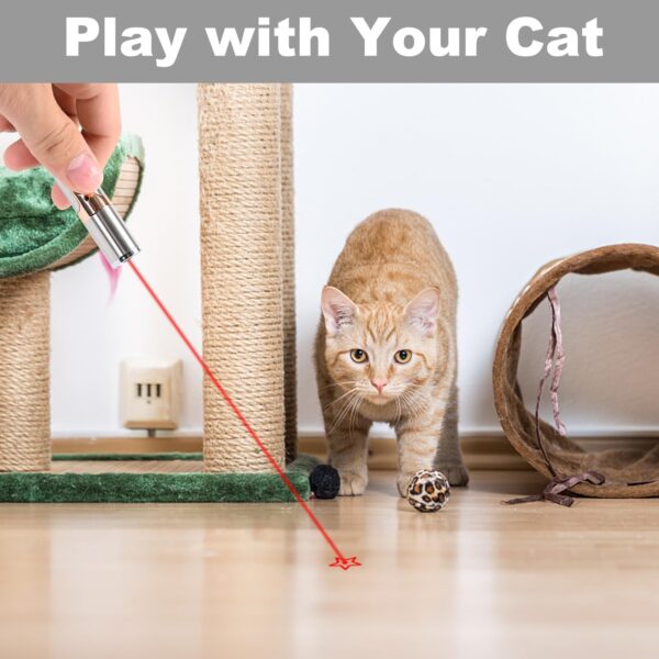 Cat Laser Pointer Toy, USB Rechargeable Cat Laser Toy, 3 Light Colors Cat Interactive Toys for Dogs, Cats, Pet Chase Toy for Fun Playing Training Exercise Indoors - Image 6