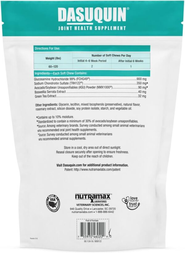 Nutramax Dasuquin Joint Health Supplement for Large Dogs - With Glucosamine, Chondroitin, ASU, Boswellia Serrata Extract, and Green Tea Extract, 84 Soft Chews - Image 2