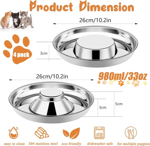 4 Pack Stainless Steel Puppy Bowls, Puppy Feeding Bowls for Litter, Metal Dog Food and Water Bowl Set for Small Dogs Cats, Puppy Feeders for Multiple Puppies Kittens, Whelping Supplies - Image 2