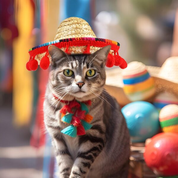 Sombrero Cat Hat for Cats Mexican Fiesta, Mini Mexican Sombrero Hat for Cinco de Mayo Party Supplies Funny Mexican Style Hat Headwear for Small Pet Puppy Cat Costume Cute Sombrero for Cats - Image 6