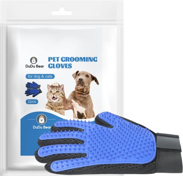 Abudbes 2024 Upgrade Pet Grooming Gloves for Gentle Shedding Dog Washing Gloves Efficient Pets Hair Remove Cat Gloves for Grooming Dog Bathing Gloves -1 Pair(Blue), Large