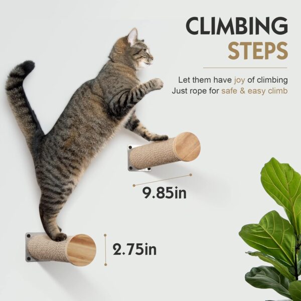 Cat Hammock Wall Mounted Large Cat Perch with 2 Cat Wall Steps - Cat Wall Shelves for Indoor Cats or Kitty - Premium and Modern Cat Furniture for Sleeping, Playing, Climbing (Brown) - Image 3