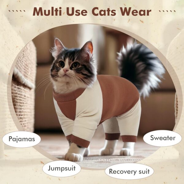 DENTRUN Cat Recovery Suit, Kitten Hair Sticky Onesie, Surgical Cone Alternative Shirts for Female Male Cat Recovery After Surgery, Cat Hair Spreading Prevent Clothes Pajama Apparel for Cats Only - Image 7