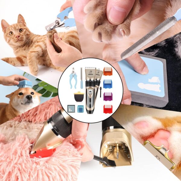 Dog Clippers Grooming Kit and Paw Trimmer,Low Noise,Electric Quiet,Rechargeable,Cordless, Pet Hair Clippers for Thick Coats, Dog Trimmer Grooming Tool, Shaver for Small and Large Dogs Cats - Image 8