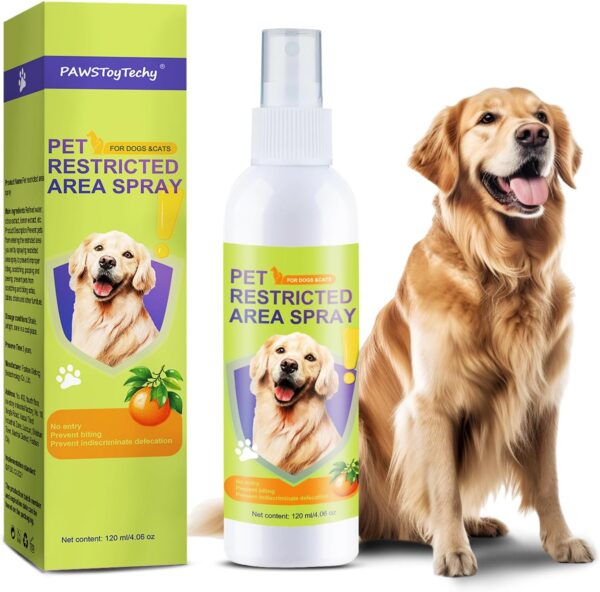 Cat deterrent spray for peeing, training spray for poop, dog corrector spray, Effective dog repellent spray for furniture, Shoe, Indoor & Outdoor Safe for Pet, Alcohol Free/Non-Toxic, 4 oz / 120 mL