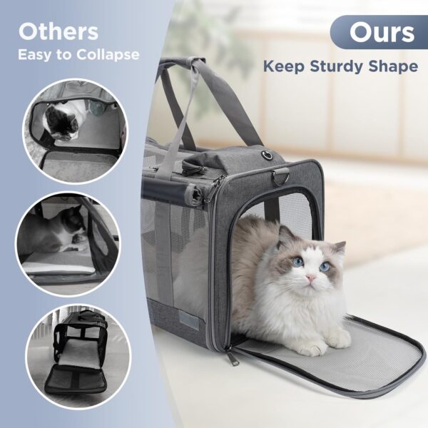 Grey Cat Carrier Pet Bag,Soft Small Dog Softsided Carrier Bag for Medium Big Kitty Puppy Max18lb, Breathable Sun Protection Pet's Carrier Privacy Protection Outdoor Traveling Kennel (Grey) - Image 5