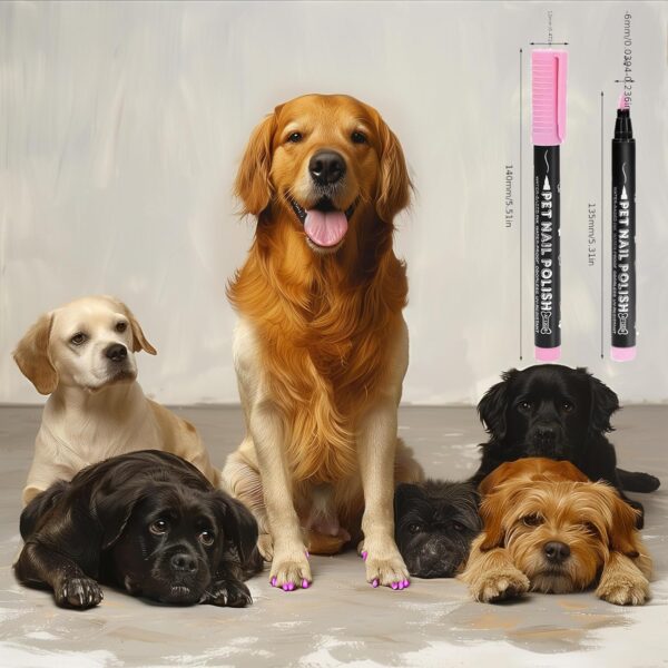 Quick Dry Dog Nail Polish Pens 12 Colors,Pet Safe and Non-Toxic Nail Polish Easy Application for Dogs, Cats, and Small Pets Nail Accessories - Image 3