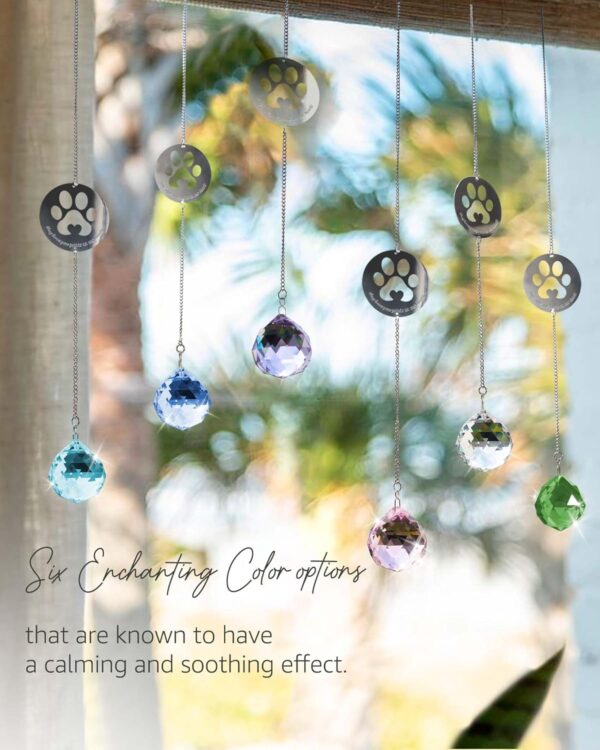 Dog Memorial Gifts for Loss of Dog, Unique Pet Sympathy Gift Idea, Clear Crystal Ball Window Suncatcher for Remembrance, Rainbow Paw Print Hanging Cat Passing Away Bereavement Present - Image 6