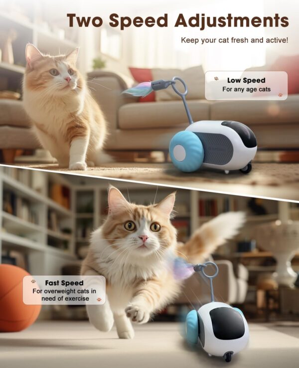 Cat Toys for Indoor Cats, Smart Interactive Cat Toy with 2-Speed Adjustment, Remote Control & USB Rechargeable Automatic Cat Exercise Toys for Bored Indoor Adult Cats Kittens (Blue) - Image 3