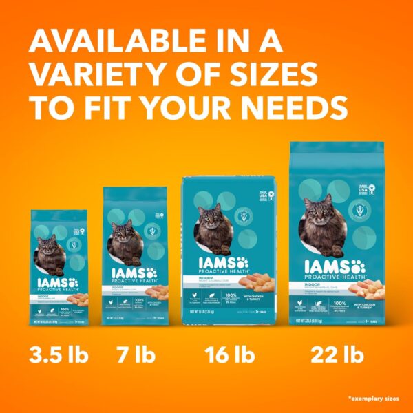 IAMS PROACTIVE HEALTH Adult Indoor Weight Control & Hairball Care Dry Cat Food with Chicken & Turkey Cat Kibble, 3.5 lb. Bag - Image 12