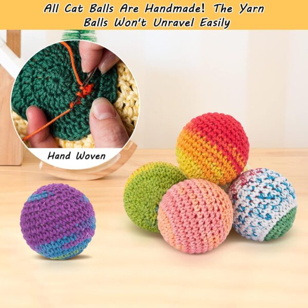 Retro Shaw Cat Toys Balls, Woolen Yarn Cat Ball Toy with Bell Inside, Cat Toys for Indoor Cats, Interactive Cat Chew Toys for Kitty Kitten, 6 Pack - Image 4