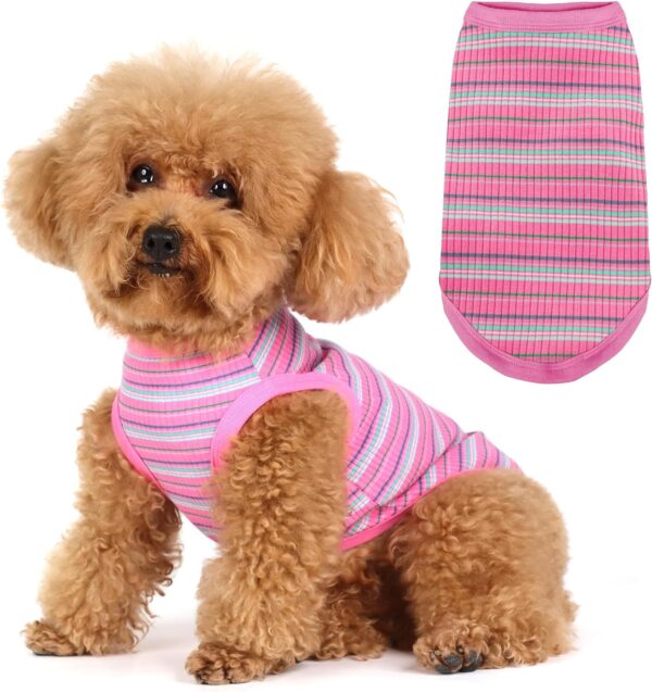 Elevate Your Pet's Comfort and Fashion: Premium 100% Cotton Rib Dog Shirt Vest for Small Breeds like Chihuahuas, Yorkies, and Puppies .Year-Round Style with Tank-Style Puppy Attire Pink Small - Image 8