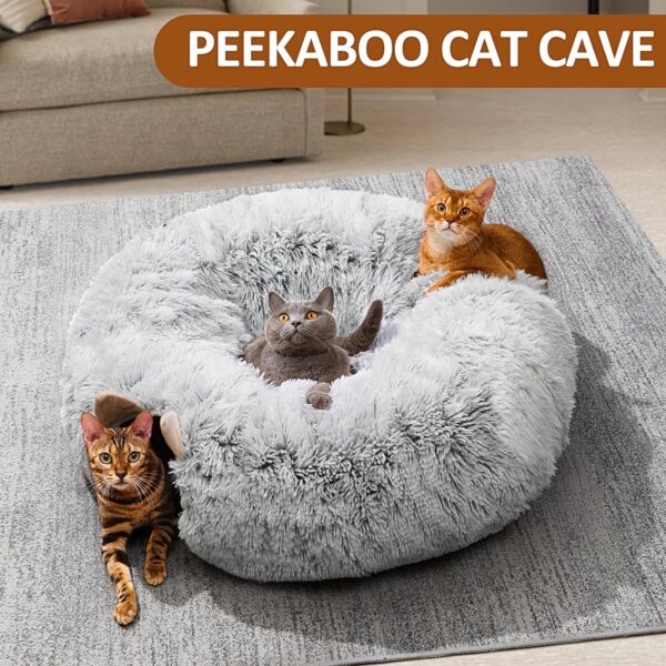 Cat Tunnel with Cat Bed for Indoor Cats, Soft Plush Peekaboo Cat Cave Donut Tunnel, Multifunctional Cat Playground Toys Hideplace for Small Medium Large Cats, Kittens, Rabbit, Ferret (Grey) - Image 7