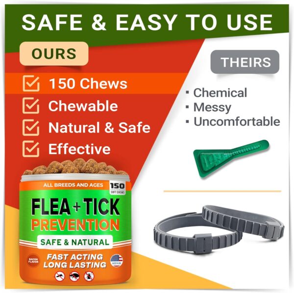 Natural Flea & Tick Prevention for Dogs Chewable Tablets - Flea & Tick Control Supplement - Oral Flea Pills for Dogs - All Breeds and Ages - Soft Chews Made in USA - Image 2