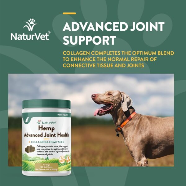 NaturVet Hemp Advanced Joint Health Dog Supplement Soft Chews –Helps Support Joint Health in Dogs – Includes Hemp Seed, Collagen, Glucosamine, MSM, Chondroitin, Omegas – 120 Ct. - Image 4