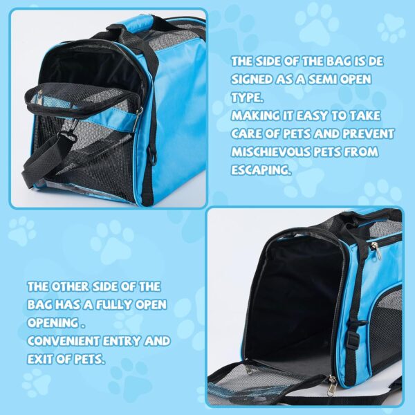 4 Pcs Cat Carrier Soft Pet Carrier for Cat Under 13lbs, 16.9'' x 11'' x 7.5'', Soft Sided Foldable Comfortable and Portable Carrying Bag for Cat, Small Dog Pet Travel(Rose Red, Blue) - Image 4