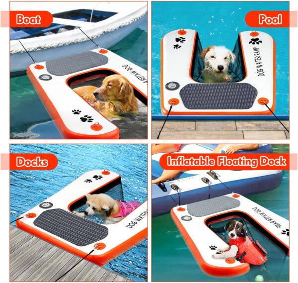 Extra Wide Dog Boat Ramp Pool Ladder, Float Dog Water Ramp for Pool, Dock & Boat with High Stability, Dog Water Ramp with Non-Slip Upgraded Steps, Dog Boat Ladder for 150Lbs Dogs Climb Out of Water - Image 7